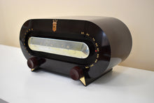 Load image into Gallery viewer, Kona Brown 1950 Zenith Consol-Tone Racetrack Model H511W AM Vacuum Tube Radio Near Mint Condition!