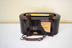 Racetrack Brown Bakelite 1951 Zenith Consol-Tone Model H511 Vacuum Tube Radio Looks and Sounds Great! Excellent Condition!