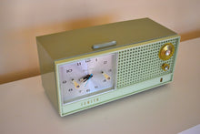 Load image into Gallery viewer, Avocado Green Mid Century Vintage 1962 Zenith H519F AM Tube Clock Radio Works Great Excellent Condition!