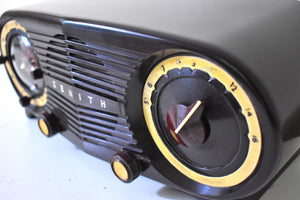 Mocha Brown 1953 Zenith Owl Eyes Model K515 AM Vacuum Tube Radio Great Sounding!