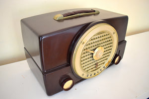 Bluetooth 準備完了 - アンバー ブラウン ベークライト 1953 ゼニス モデル K526 真空管 AM ラジオのサウンドは素晴らしいです。
