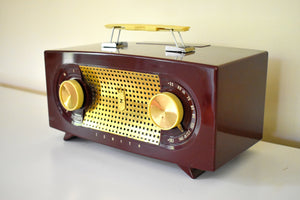 Burgundy Maroon 1955 Zenith "Broadway" Model R511R AM Vacuum Tube Radio Beautiful Sounding and Condition!