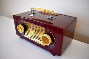 Bluetooth Ready To Go - バーガンディ マルーン 1954 ゼニス モデル R514R AM 真空管ラジオ