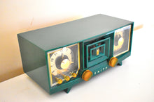 Load image into Gallery viewer, Kelly Green Mid Century 1955 Zenith Model R519FAM Tube Radio Sleek and Sounds Great!