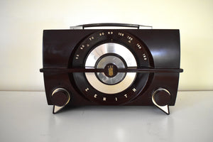 Siena Brown 1954 Zenith Model R615 AM Vacuum Tube Radio Beautiful Design! Loud and Clear Sounding!