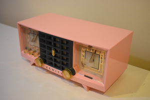 Fairlane Pink and Black Mid Century Vintage 1956 Zenith Y519 AM Vacuum Tube Clock Radio Works Great and Near Mint!