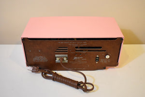 Fairlane Pink and Black Mid Century Vintage 1956 Zenith Y519 AM Vacuum Tube Clock Radio Works Great and Near Mint!