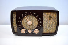Load image into Gallery viewer, Savanna Brown and White 1955 Zenith Y724 AM/FM Tube Radio Gorgeous and Sounds Magnifico!