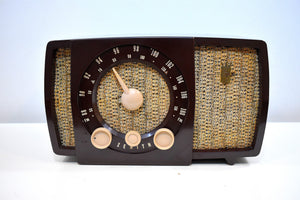 Savanna Brown and White 1955 Zenith Y724 AM/FM Tube Radio Gorgeous and Sounds Magnifico!