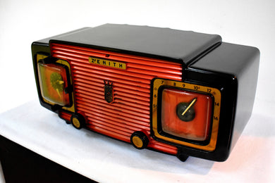 Marzano Red Orange 1953 Zenith Model L622F AM Vintage Tube Radio Gorgeous Looking and Sounding!