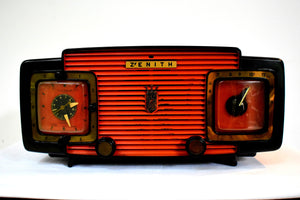 Marzano Red Orange 1953 Zenith Model L622F AM Vintage Tube Radio Gorgeous Looking and Sounding!