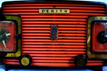 Load image into Gallery viewer, Marzano Red Orange 1953 Zenith Model L622F AM Vintage Tube Radio Gorgeous Looking and Sounding!