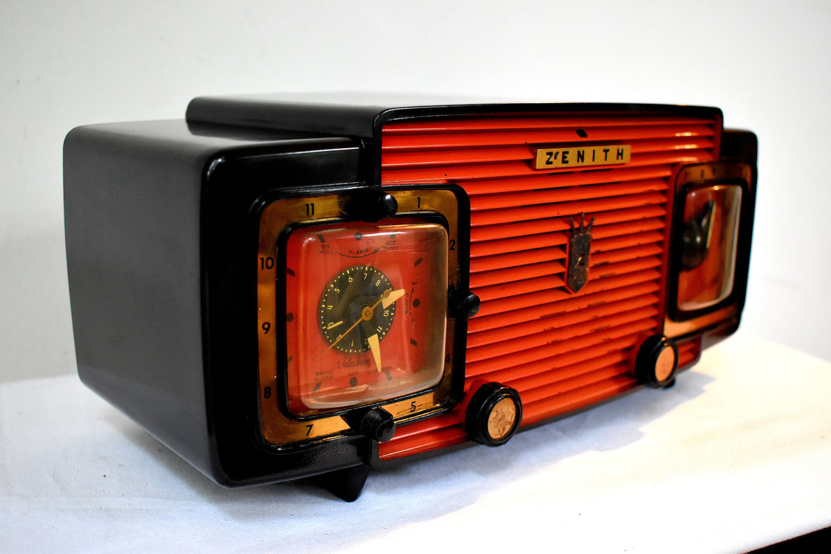 Marzano Red Orange 1953 Zenith Model L622F AM Vintage Tube Radio Gorge ...