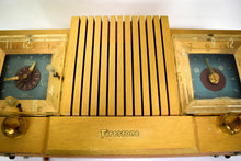 Load image into Gallery viewer, Hot Blonde Wood Mantle 1954 Firestone 4-A-128 Vacuum Tube AM Clock Radio She&#39;s a 10!