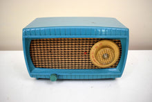 Load image into Gallery viewer, Turquoise and Wicker Vintage 1954 Capehart Model 3T55BN AM Vacuum Tube Radio Sounds Great Excellent Original Condition!