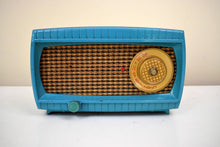 Load image into Gallery viewer, Turquoise and Wicker Vintage 1954 Capehart Model 3T55BN AM Vacuum Tube Radio Sounds Great Excellent Original Condition!