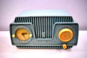 Aqua Turquoise 1954 Stewart Warner Model 9187E Vacuum Tube AM Clock Radio Rare Color Quality Manufacturer!