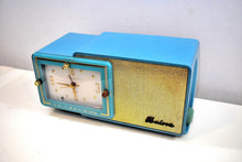 Load image into Gallery viewer, Turquoise and Gold 1959 Bulova Model 100 AM Antique Clock Radio Simply Fabulous!