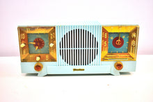 Load image into Gallery viewer, Celeste Blue Mid Century 1952 Firestone Model 4-A-127 Vintage AM Radio Absolutely Stunning!