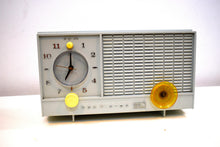 Load image into Gallery viewer, Bluetooth Ready To Go - Pastel Gray Blue RCA Victor 1965 AM Vacuum Tube Clock Radio Model RFD11A Sounds and Looks Great!