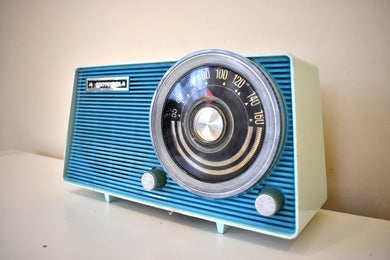 Bluetooth Ready To Go - Bayou Blue Mid Century Retro 1961 Motorola A18B3UL Vacuum Tube AM Radio Cool Model Rare Color!