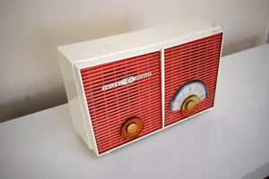 Bluetooth Ready To Go - サーモンホワイト シェブロン ヴィンテージ 1957 Philco H836-124 AM 真空管ラジオ