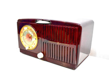 Load image into Gallery viewer, Burgundy Swirly Vintage 1952 General Electric Model 515F AM Tube Clock Radio Totally Mint Classy Looking!