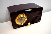 Load image into Gallery viewer, Burgundy Swirly Vintage 1952 General Electric Model 515F AM Tube Clock Radio Totally Mint Classy Looking!