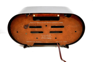 Kona Brown 1950 Zenith Consol-Tone Racetrack Model H511W AM Vacuum Tube Radio Sounds Terrific!