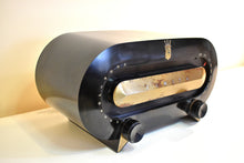 Load image into Gallery viewer, Ebony Black 1950 Zenith Consol-Tone Racetrack Model H511W AM Vacuum Tube Radio Sounds Terrific!