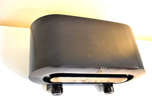 Ebony Black 1950 Zenith Consol-Tone Racetrack Model H511W AM Vacuum Tube Radio Sounds Terrific!
