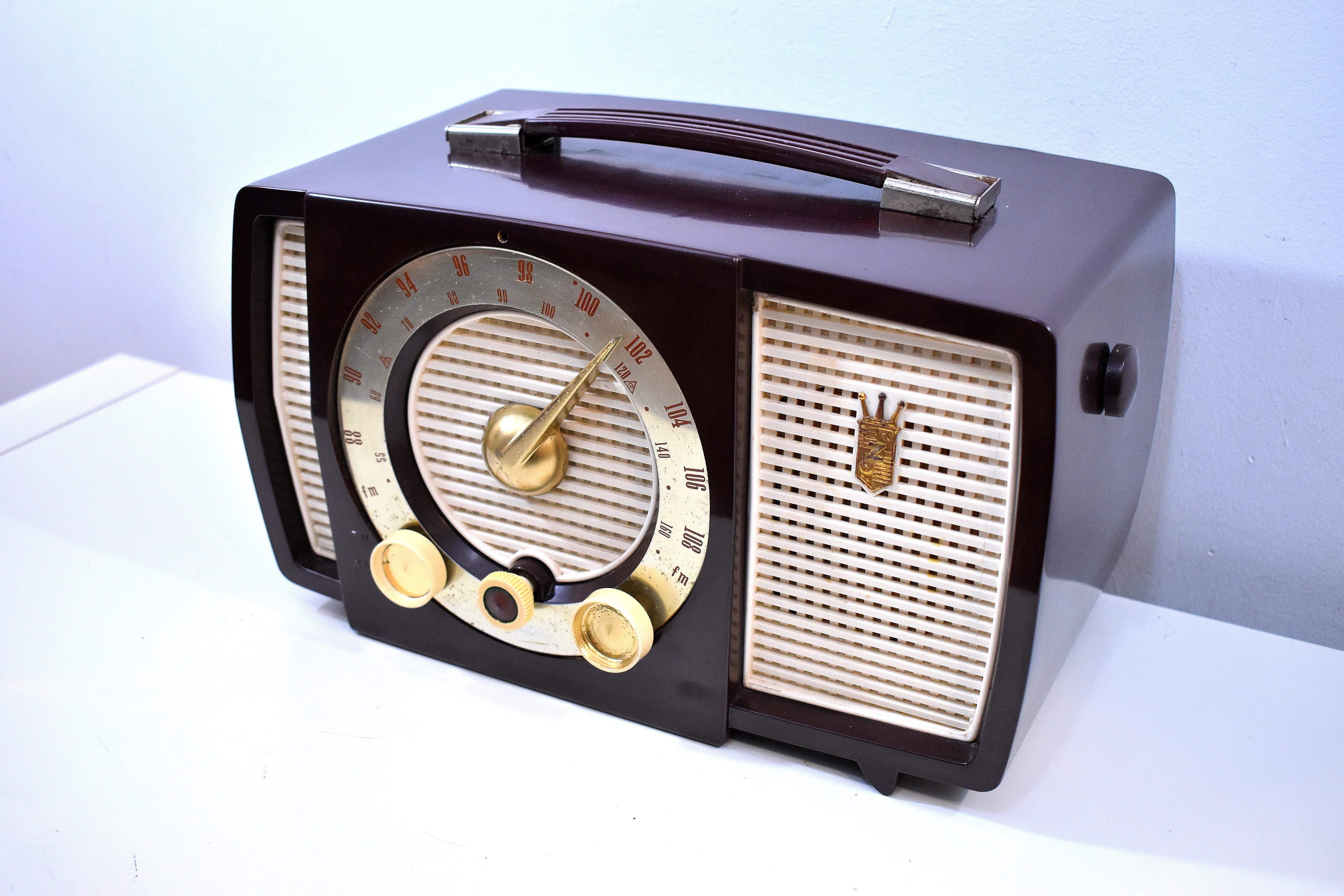 【専用出品】DRAMA STUDIO ドラマスタジオ オーク真鍮 掛け時計 カバナブラウン ミッドセンチュリー 1955年 ゼニス Y724 AM/FM