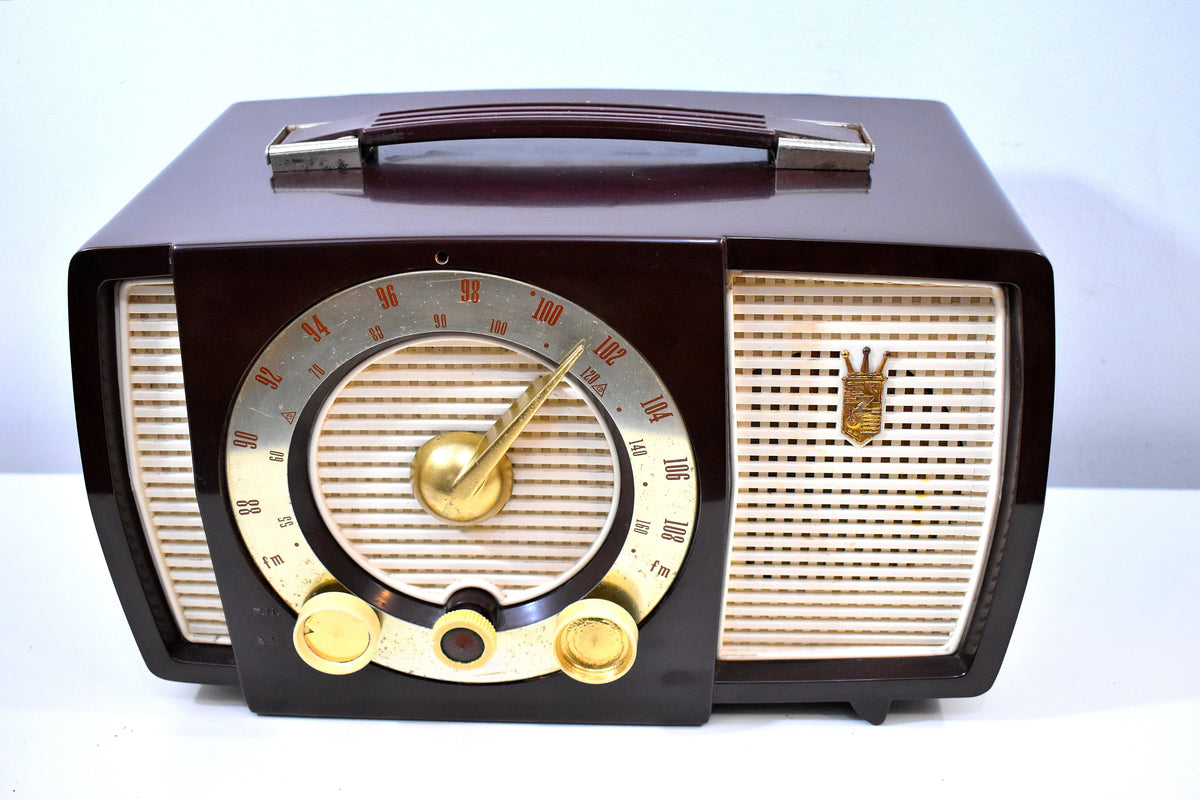 Cabana Brown Mid Century 1955 Zenith Y724 AM/FM Vacuum Tube Radio Popu ...