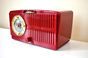 Charms Red Vintage 1954 General Electric Model 517 AM Vacuum Tube Radio Great Looking Sweet Sounding!
