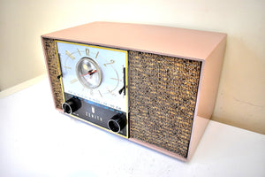 Beige Pink 1959 Zenith Model S-49313 AM/FM Vacuum Tube Radio Sound Blaster Excellent Plus Condition!