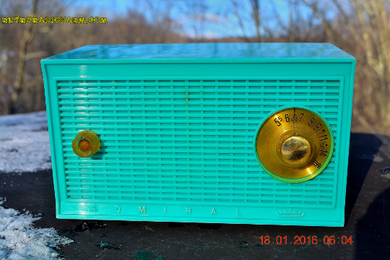 SOLD! -April 4, 2016 - BLUETOOTH MP3 Ready - Aquamarine Retro Mid Century Vintage 1959 Admiral Model Y838 AM Tube Radio Totally Restored!