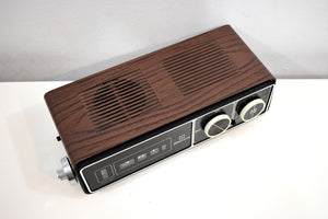 NOS Walnut 70s Emerson Model DCF-75 Roller Clock Solid State AM Radio Works Great Original Box!