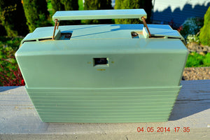 SOLD! - April 14, 2014 - SAGE GREEN Retro Space Age 1953 Philco B652 Portable Tube AM Radio RARE! - [product_type} - Philco - Retro Radio Farm