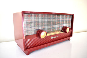 魅力の 赤とチェック柄 1956 フリートウッド モデル 66-56 真空管 AM ラジオ 希少鳥！