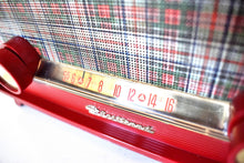 Load image into Gallery viewer, Charm Red and Plaid 1956 Fleetwood Model 66-56 Vacuum Tube AM Radio Rare Bird!