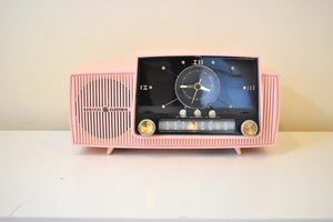 Princess Pink Mid Century 1959 General Electric Model 914D Vacuum Tube AM Clock Radio Beauty Sounds Fantastic Popular Model!
