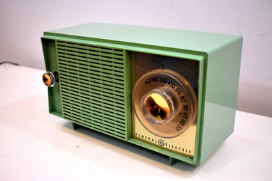 Leaf Green 1959 General Electric Model T129 AM Vintage Radio Mid Century Personality and Sounds Great!