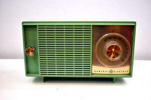 Leaf Green 1959 General Electric Model T129 AM Vintage Radio Mid Century Personality and Sounds Great!