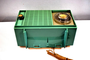 Leaf Green 1959 General Electric Model T129 AM Vintage Radio Mid Century Personality and Sounds Great!