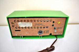 Grasshopper Green 1959-1961 CBS Model C230 Vacuum Tube AM Clock Radio Rare Colorway Rare Model! Sounds Terrific and Excellent Plus Condition!