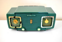 Load image into Gallery viewer, Gumby Green 1953 Zenith Model L520F AM Vintage Vacuum Tube Radio Gorgeous Looking and Sounding!