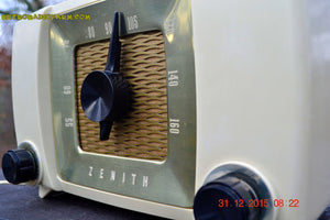 SOLD! - Sept 18, 2016- BLUETOOTH MP3 READY - White Chocolate Retro Mid Century Deco Vintage 1951 Zenith H615 AM Tube Radio Sounds Great! - [product_type} - Zenith - Retro Radio Farm