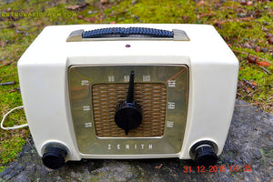 SOLD! - Sept 18, 2016- BLUETOOTH MP3 READY - White Chocolate Retro Mid Century Deco Vintage 1951 Zenith H615 AM Tube Radio Sounds Great! - [product_type} - Zenith - Retro Radio Farm