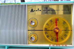 SOLD! - Apr 1, 2017 - BLUETOOTH MP3 READY - AM FM TURQUOISE Retro Mid Century Jetsons Vintage 1962 Arvin Model 2585 Tube Radio Amazing! - [product_type} - Arvin - Retro Radio Farm