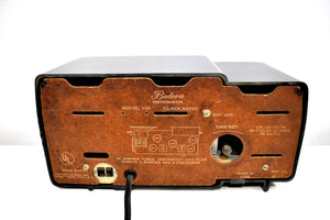 Anthracite 1957 Bulova Model 120 Vacuum Tube AM Clock Radio Excellent Condition! Sounds Great!